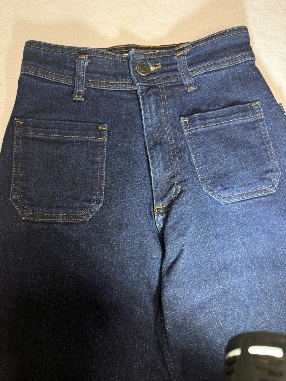 Zara High-Waist Wide Leg Dark Wash Frayed Hem Jeans Size 2 #2543 - Picture 4 of 9